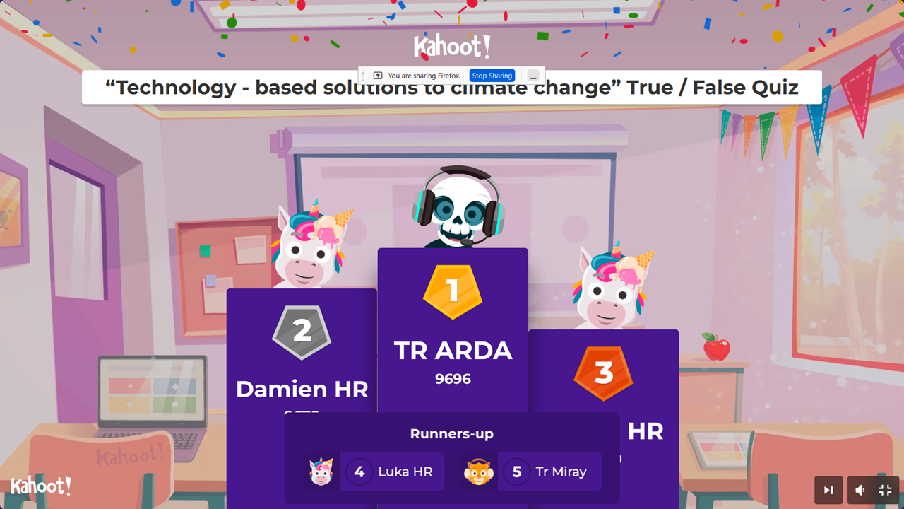 Kahoot podium 2 - online meeting